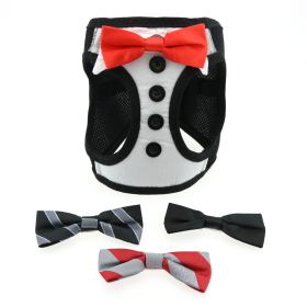 American River Ultra Choke Free Dog Harness (Color: Tuxedo with 4 Interchangeable Bows, size: large)