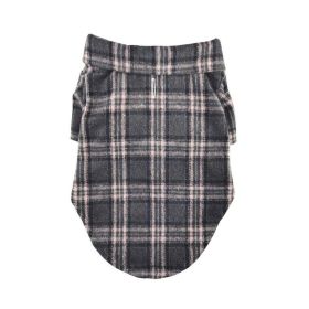 Flannel Dog Shirt (Color: Dark Gray and Pink Plaid, size: large)