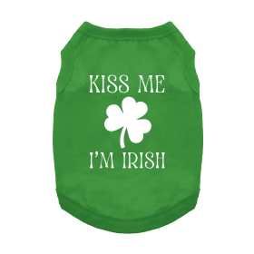 Kiss Me I'm Irish Dog Shirt (Color: Emerald Green, size: 3X-Large)