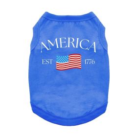 America Dog Shirt (Color: Blue, size: large)