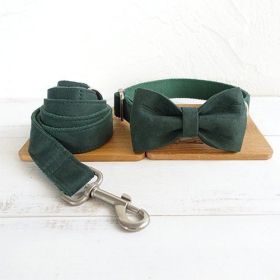 MUTTCO pet collar bow traction set (Option: Green-XS)