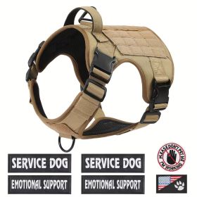 Tactical Pet Chest Service Dog Harness Vest Adjustable Reflective Dog Harness Metal Buckle Hiking Training (Option: Brown-L)