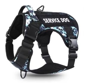 Tactical Pet Chest Service Dog Harness Vest Adjustable Reflective Dog Harness Metal Buckle Hiking Training (Option: Black camouflage-L)