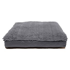 DGS Pet Products Dirty Dog Rectangle Bed Medium Brown 26" x 34" x 4" (Color: Cool Grey, size: large)