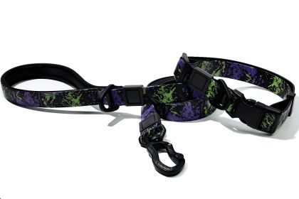 UV Printing Camouflage Embossed Pet Leash Set Is A Perfect Combination Of Style And Functionality Specially Designed For Pets' Outdoor Activities (Option: Purple-15mm)