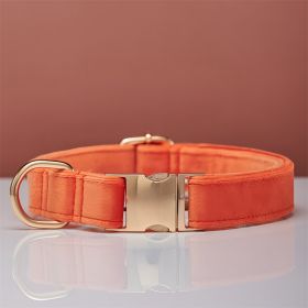 Multiple Colour Velvet Personalise Dog Collar Leash Set With Bow (Option: Orange-L)