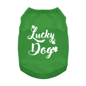 Lucky Dog Dog Shirt (Color: Emerald Green, size: small)