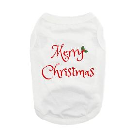 Merry Christmas Dog Shirt (Color: White, size: small)