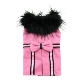 Wool Fur-Trimmed Dog Harness Coat (Color: pink, size: small)